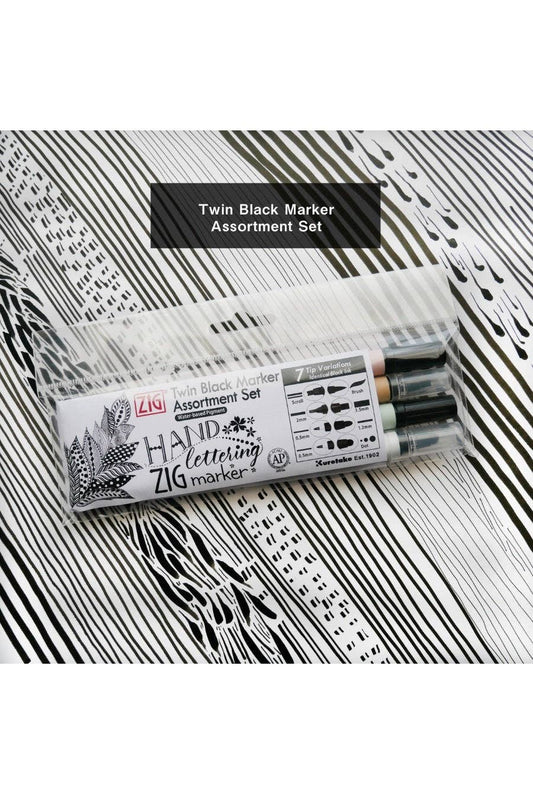 Kuretake® Zig Twin Black Marker Assortment Set