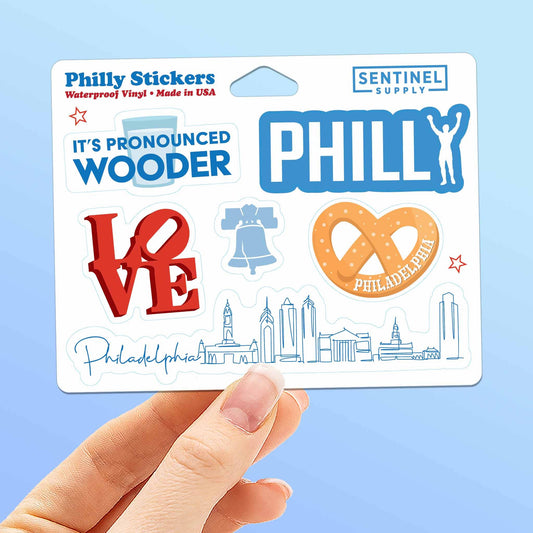 Philly Sticker Sheet- Set of 6 Philadelphia Decals w/ Hanger