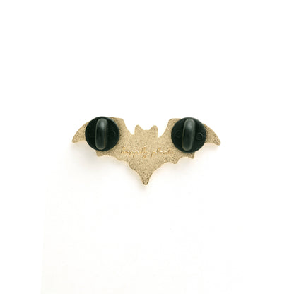 Vampire bat lapel pin back with two clasp posts on fabric backing