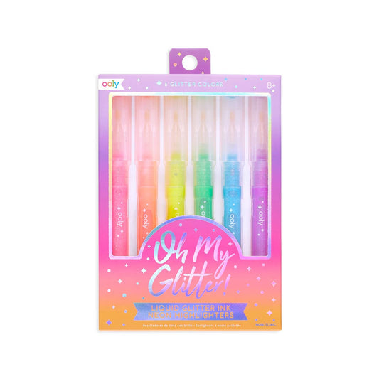 Oh My Glitter!: Liquid Glitter Ink Neon Highlighters (Set of 6)