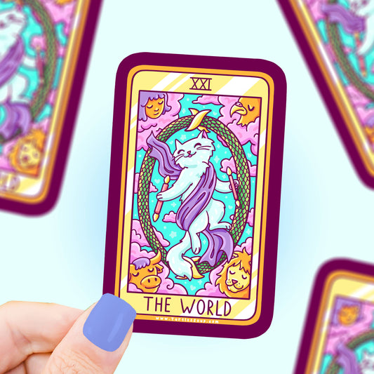 The World Cat Major Arcana Tarot Card Vinyl Sticker