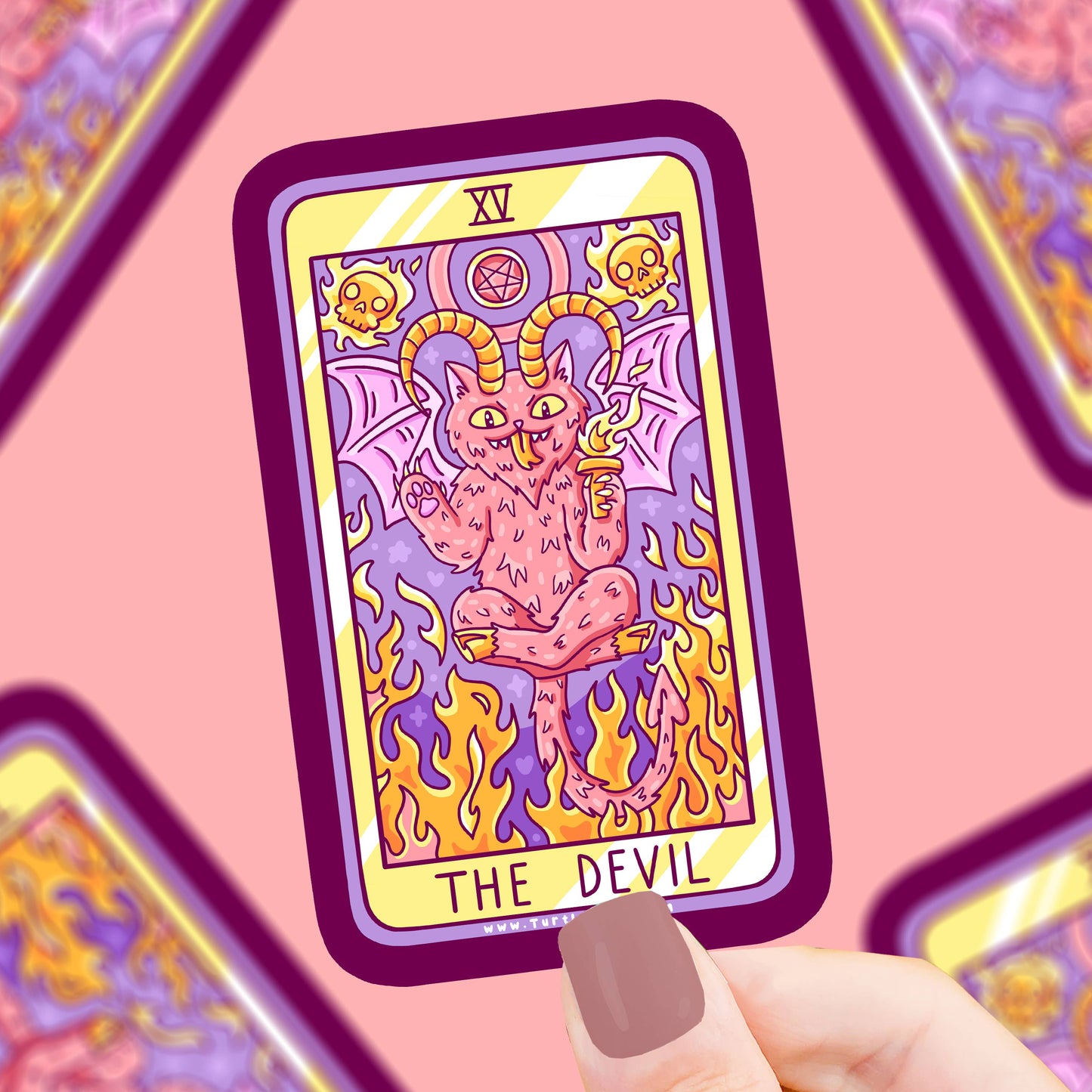 The Devil Cat Major Arcana Tarot Card Vinyl Sticker