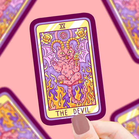 The Devil Cat Major Arcana Tarot Card Vinyl Sticker