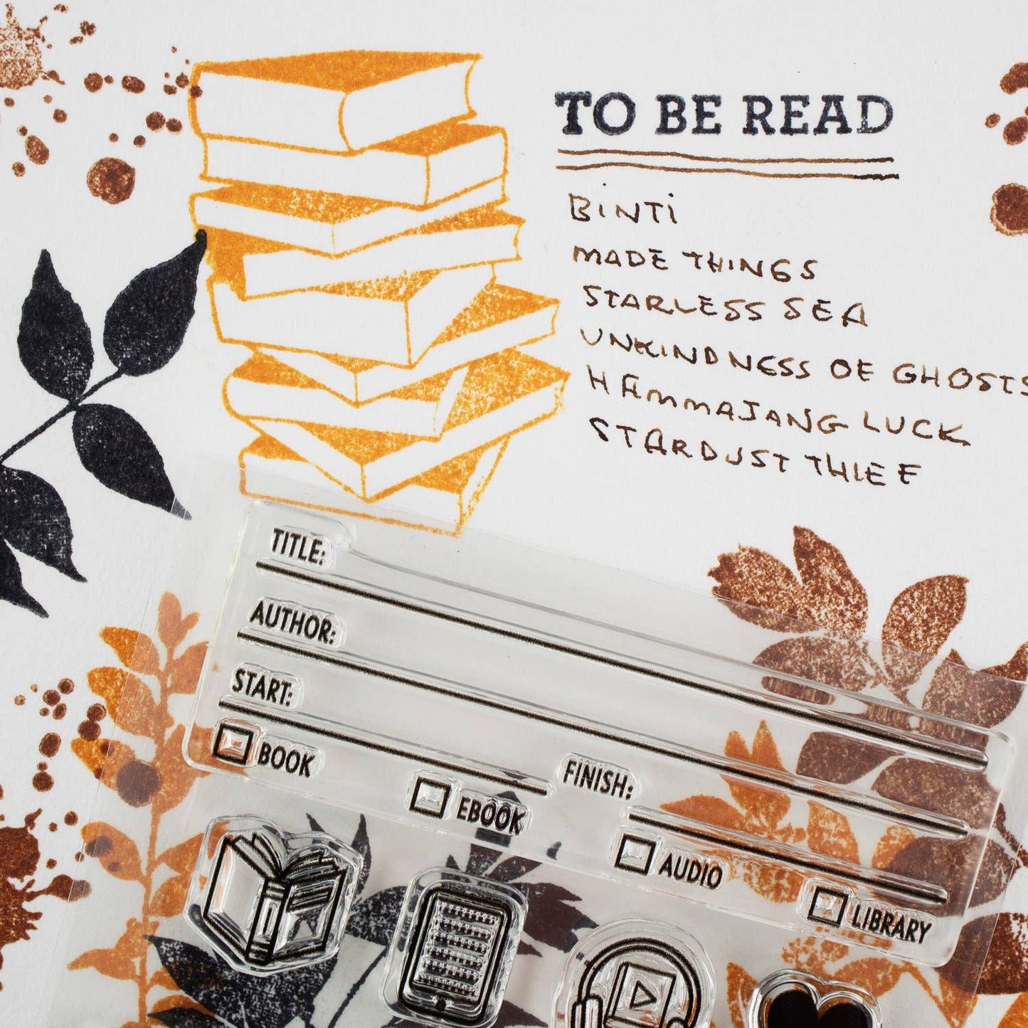 Book Tracker 3"x4" Clear Stamp (Audiobook, Ebook, TBR)