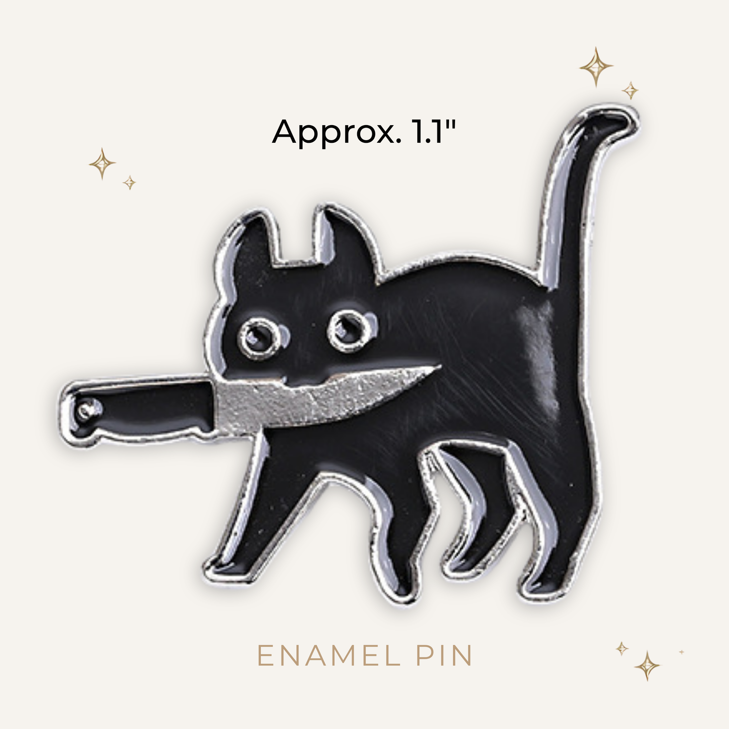 Black Stabby Kitty Enamel Pin