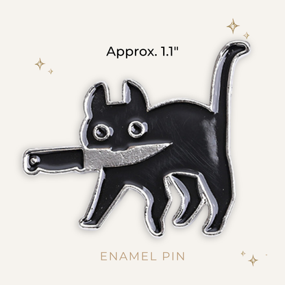 Black Stabby Kitty Enamel Pin