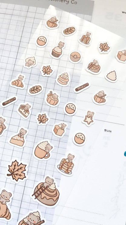Kuboandlucy Stationery Co | Pumpkin Spice Kuma Sticker Sheet