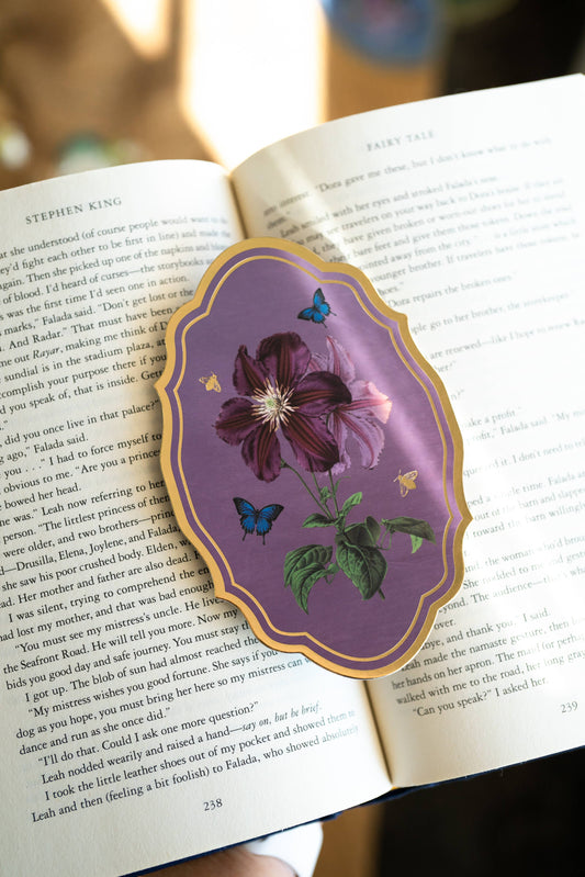Plum Petals Floral Gold Foil Bookmark | Bookish Romantasy