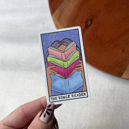 The Binge Reader Book Tarot Card Sticker