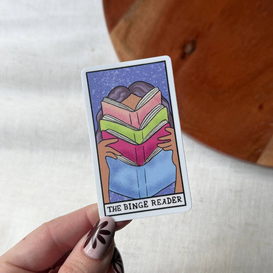 The Binge Reader Book Tarot Card Sticker