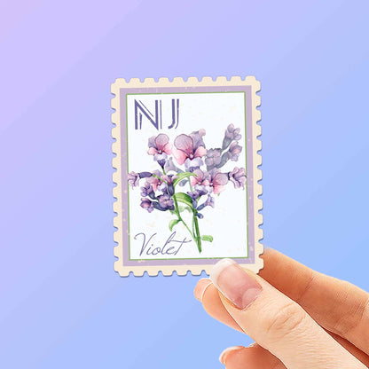 New Jersey State Flower Violet Sticker - Vintage Stamp Decal