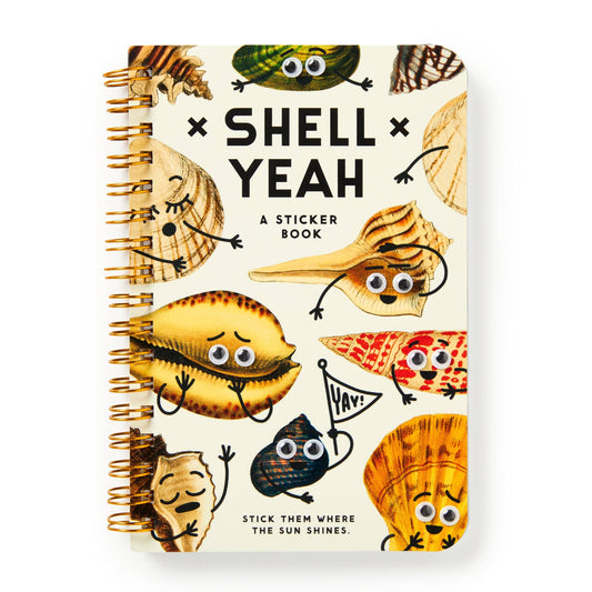 Shell Yeah sticker book with colorful sea-creature illustrations and spiral binding