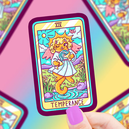 Temperance Cat Major Arcana Tarot Card Vinyl Sticker