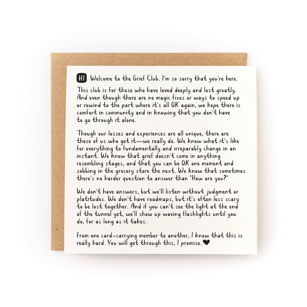 Welcome to the Grief Club Sympathy Card - Letterpress Printed