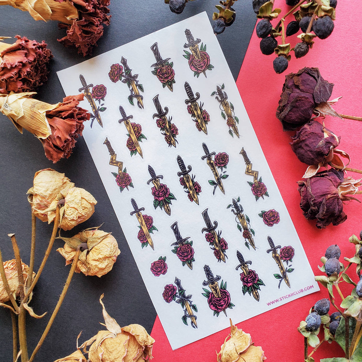 Floral Swords Sticker Sheet