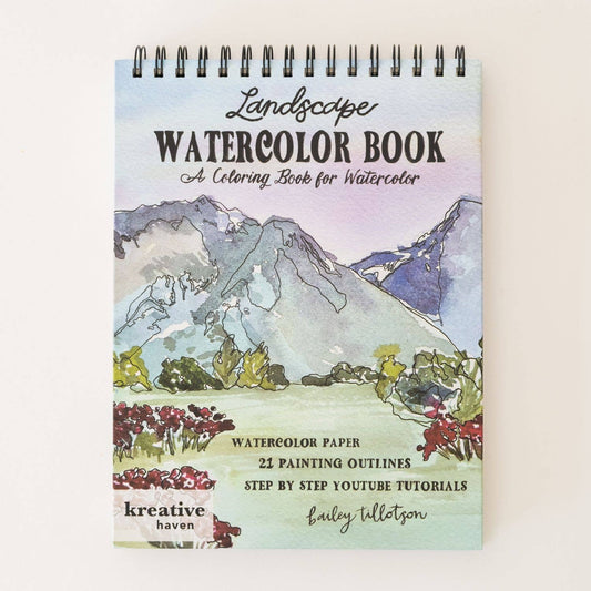 Landscape Watercoloring Book - Outlines with Video Tutorials