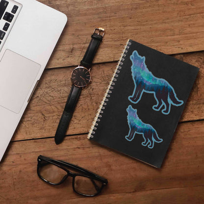 Northern Lights Wolf Sticker - Cool Aurora Nature Sticker