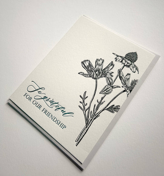So Grateful For Our Friendship Letterpress Card