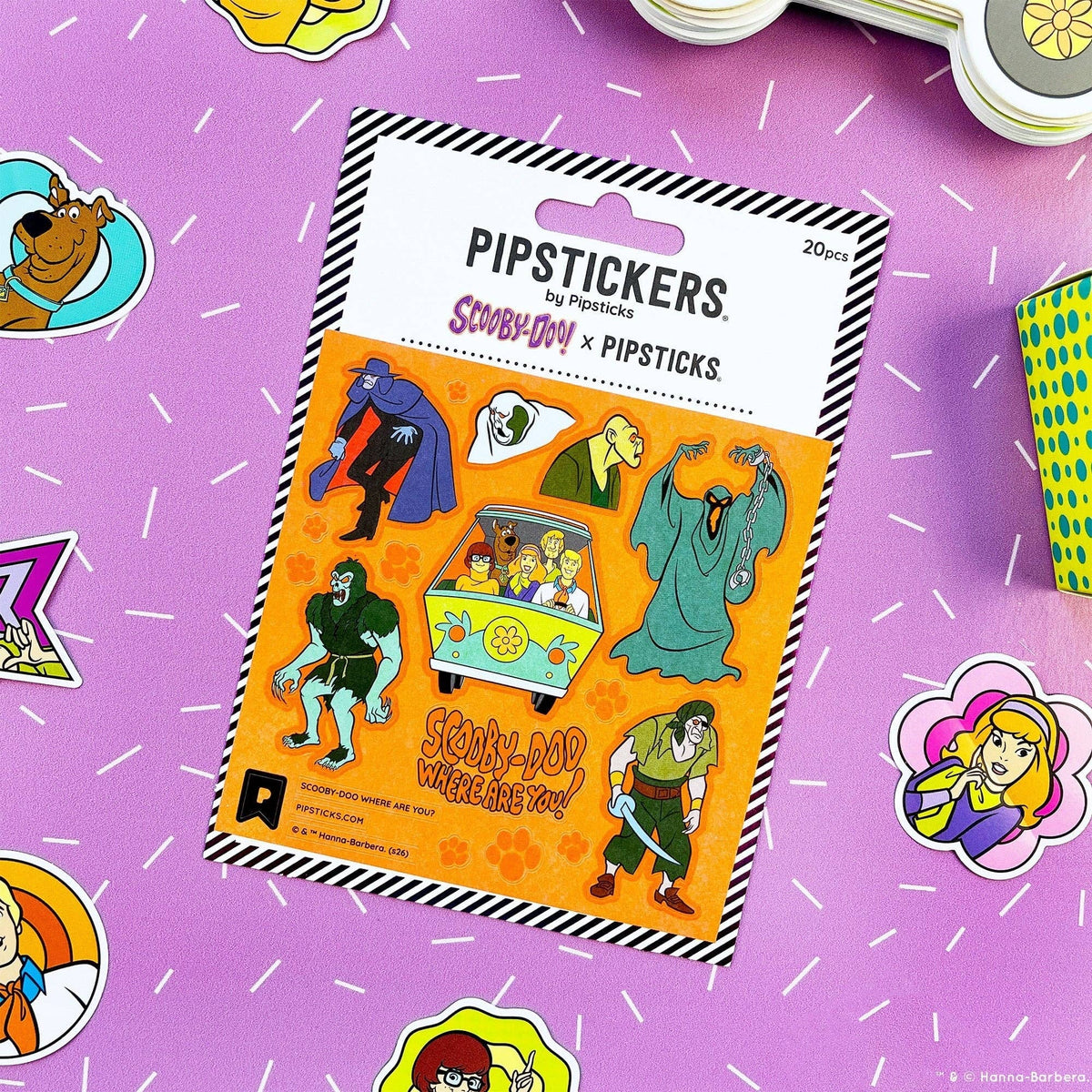 Glow-in-the-dark Scooby-Doo sticker pack, 20 pieces, character cutouts