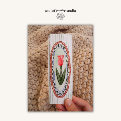 Folk Tulip Watercolor Bookmark