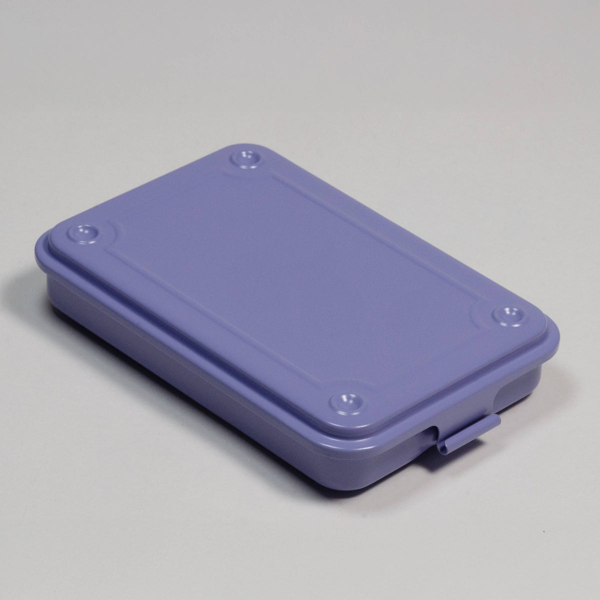 Toyo steel stackable storage box with fitted lid and front clasp, lavender