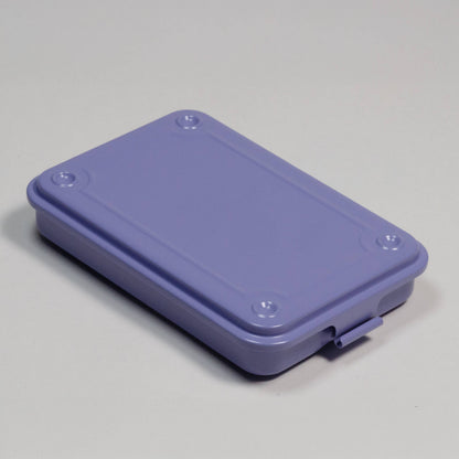 Toyo steel stackable storage box with fitted lid and front clasp, lavender