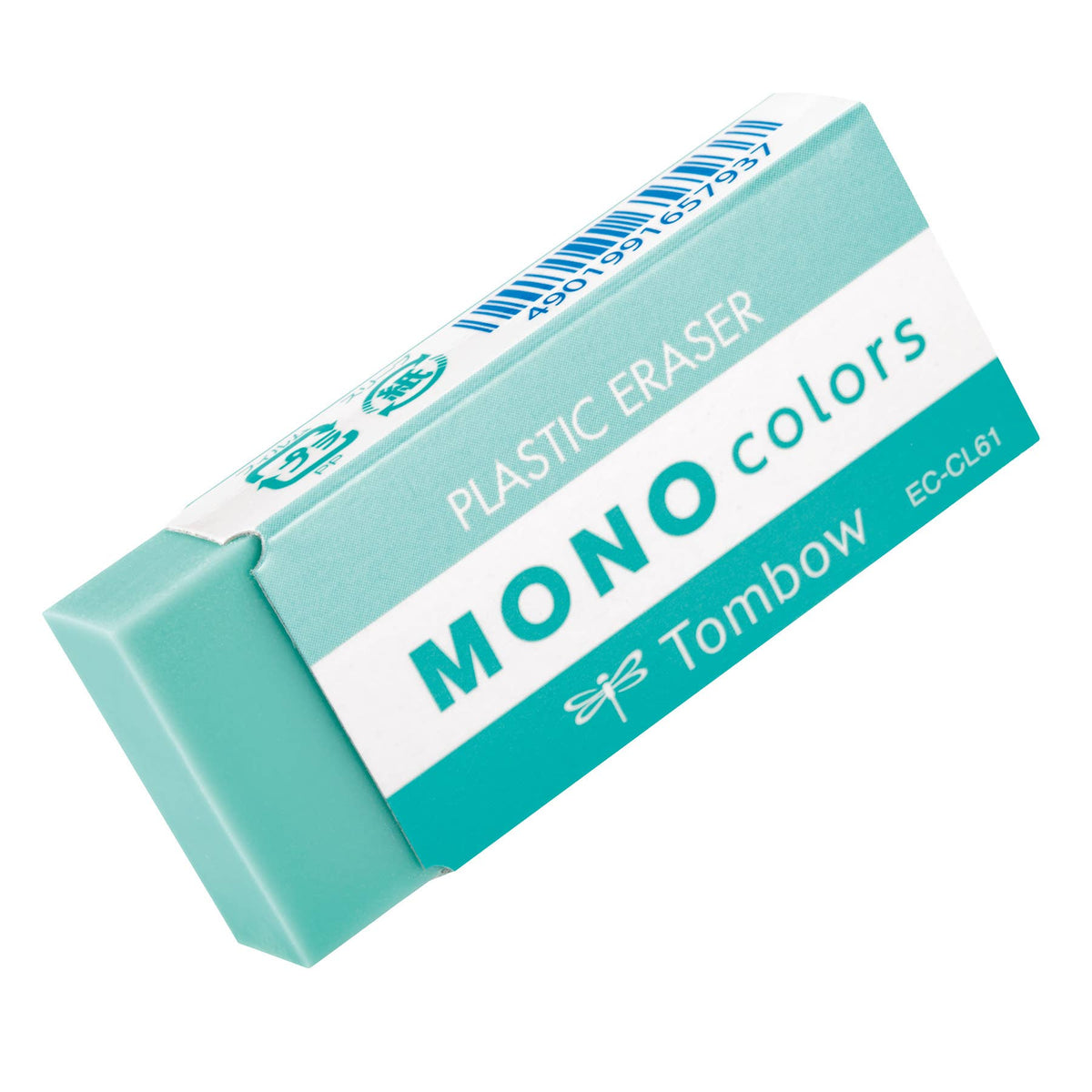 MONO Colors plastic eraser in a teal wrapper
