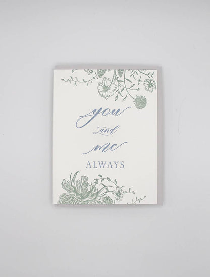 You and Me Always Letterpress Greeting Card