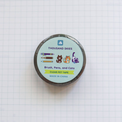 PET Tape (Transparent) Brush, Pens, and Cats