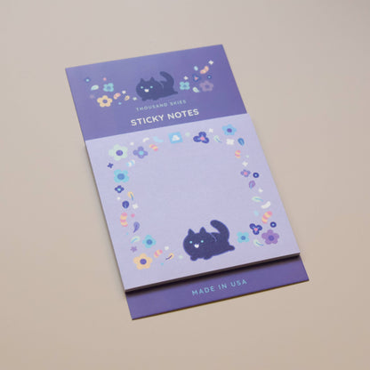 Sticky Notes - Floral Black Cat