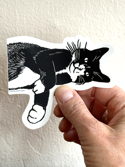 Tuxedo Cat (half) STICKER