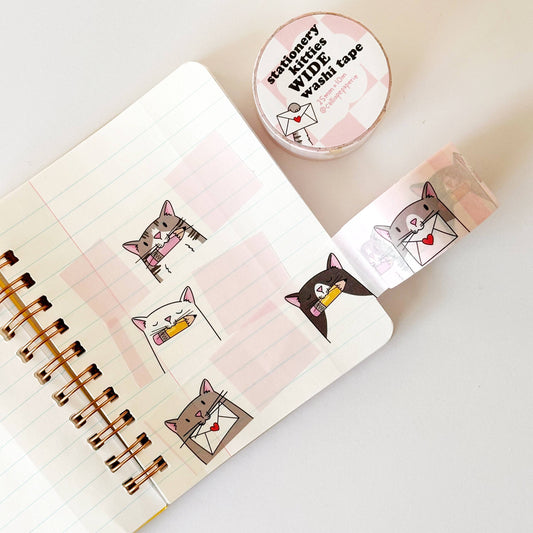 Stationery Kitties Wide Washi Tape