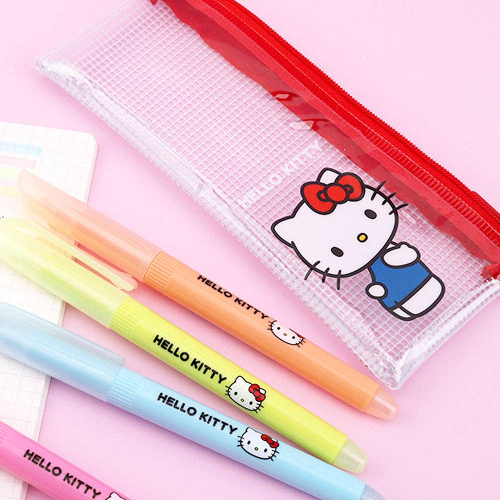 Sanrio Soft Touch Pastel Highlighter Set (4 Colors + Pouch)