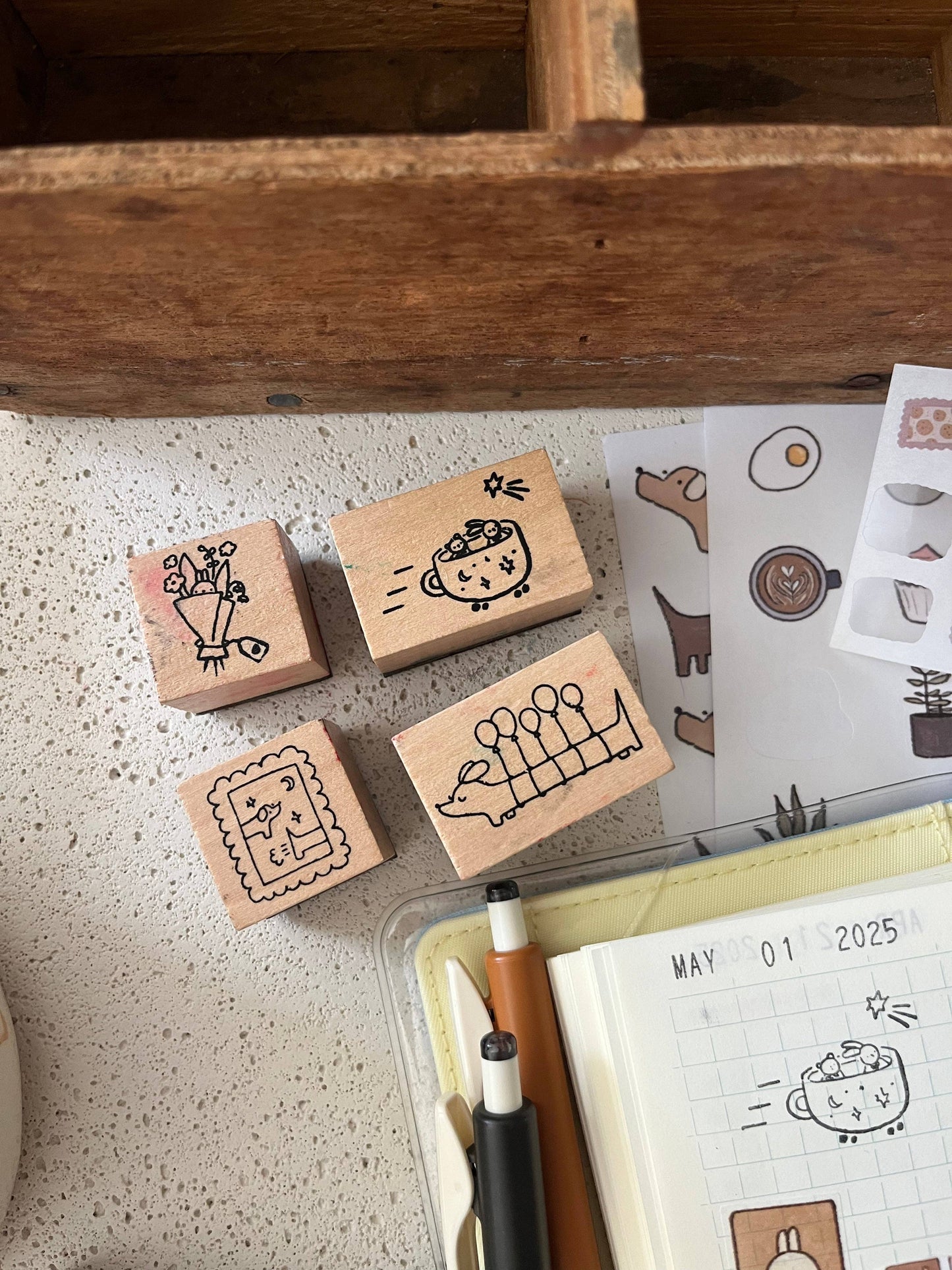 Cup car wooden stamp