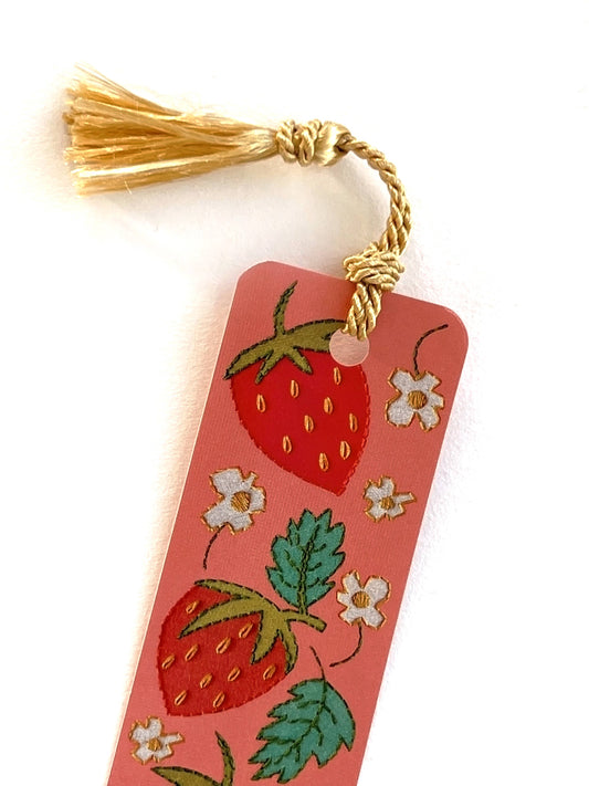 Strawberries Embroidery Tassel Bookmark