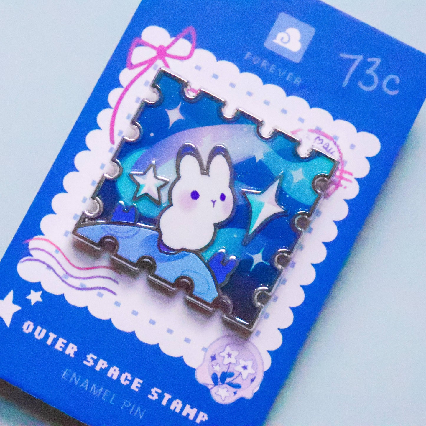 Enamel Pin - Rabbit in Outerspace Stamp
