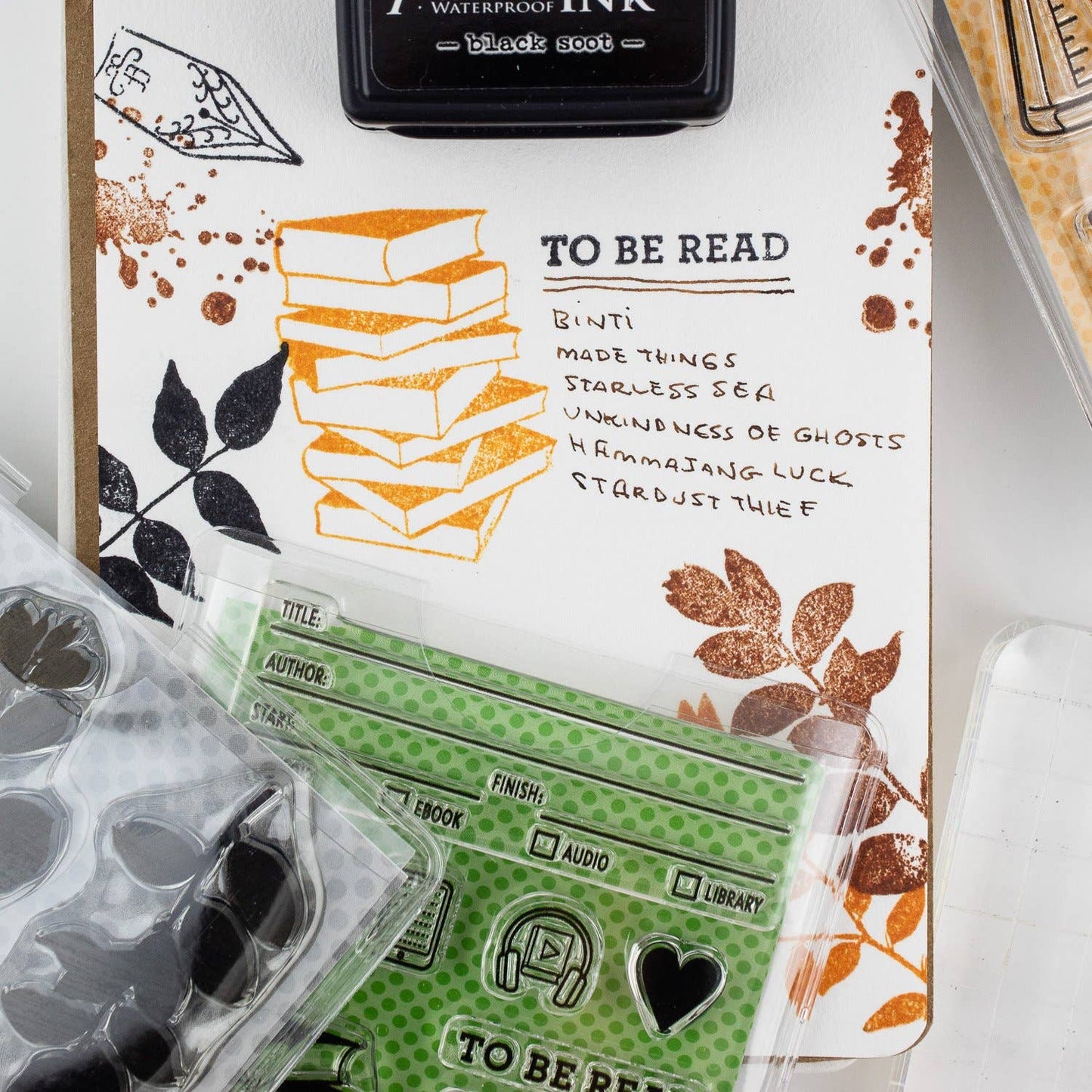 Book Tracker 3"x4" Clear Stamp (Audiobook, Ebook, TBR)