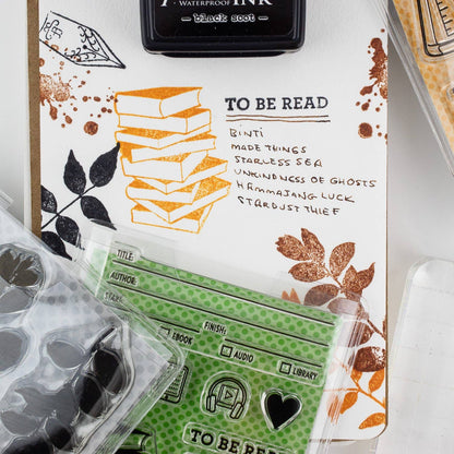 Book Tracker 3"x4" Clear Stamp (Audiobook, Ebook, TBR)