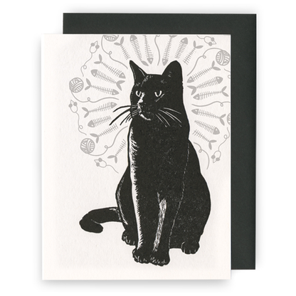 Darker Things - Black Cat LETTERPRESS CARD
