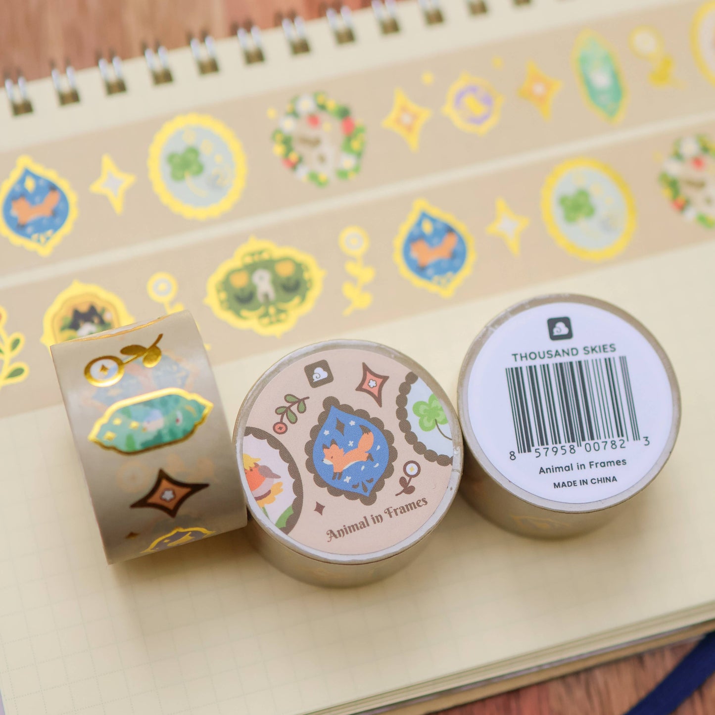 25mm Washi Tape (Foil) - Animal in Frames