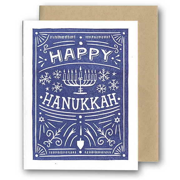 Happy Hanukkah Folk LETTERPRESS CARD