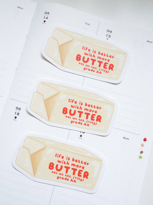 Kuboandlucy Stationery Co | Life is Better with Butter Matte Vinyl Sticker