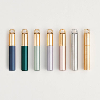 Refillable travel pens set of six colors with gold caps and refill tips