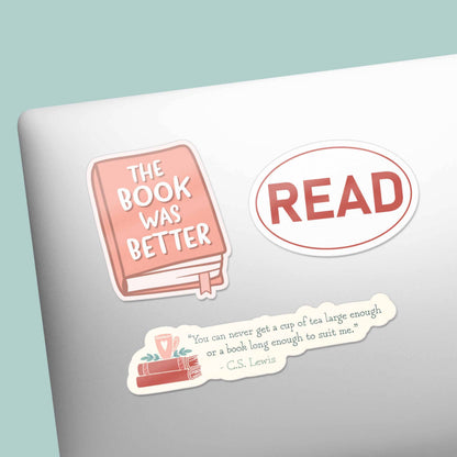 Book Sticker Sheet - Set of 6 Mini Reading Decals w/ Hanger