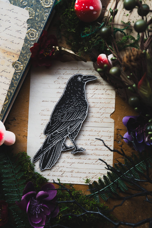 Shadowfeather Raven Faux Leather Bookmark