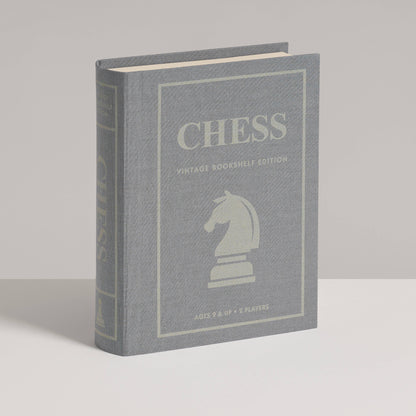 Vintage chess bookshelf edition box, gray cover with CHESS title and knight icon
