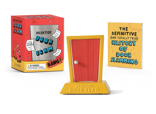 Desktop Door Slam tabletop door slam game with wooden base and red door