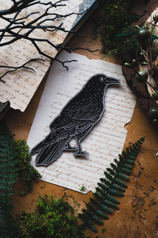 Shadowfeather Raven Faux Leather Bookmark