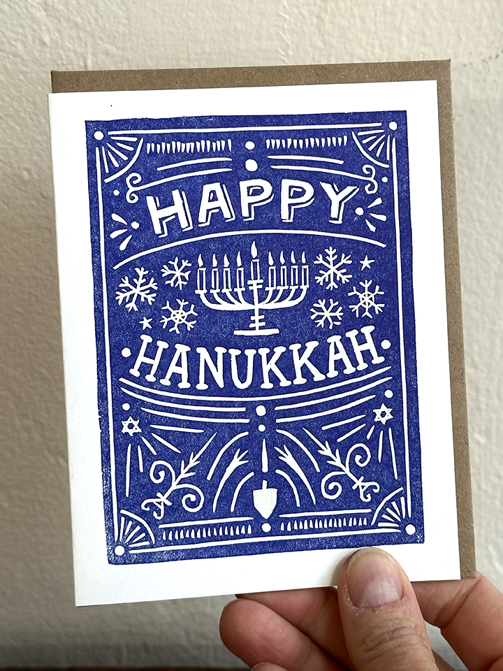 Happy Hanukkah Folk LETTERPRESS CARD