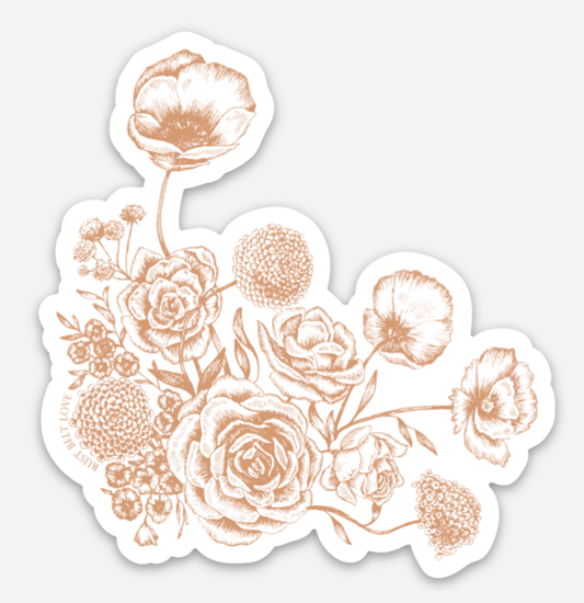 Burnt Orange Flower Sticker – 3”